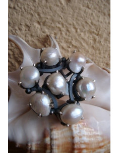 Anillo de plata PERLAS REDONDAS GRANDE:TALLA:9