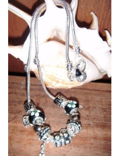 Collar de plata y PLATA  Y PIEDRAS TIPO PANDORA EN NEGRO