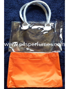 BOLSA LANCÔME TRANSPARENTE Y NARANJA 2